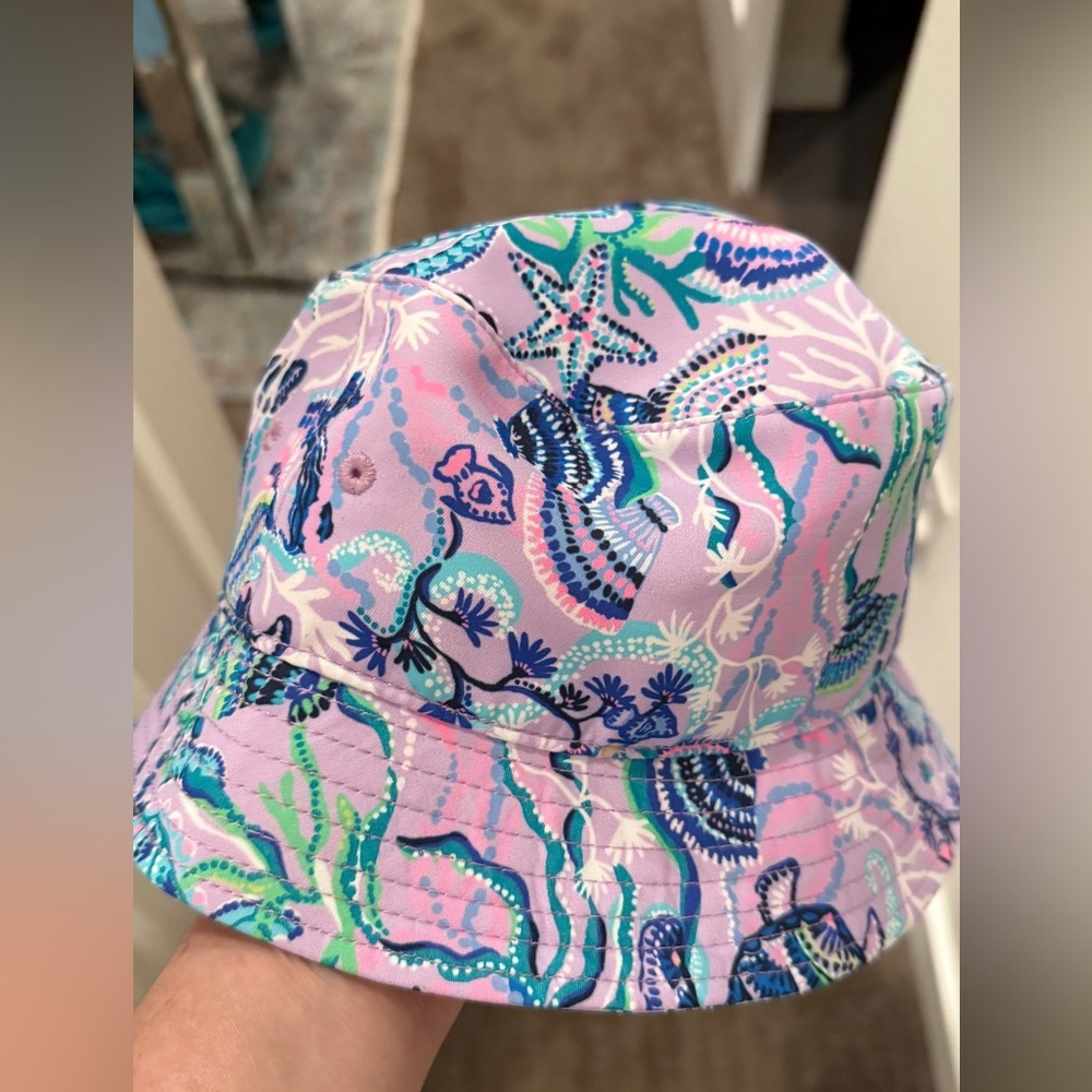 Lilly Pulitzer Printed Bucket Hat Lilac Fresia Ocean Print Purple One Size Beach